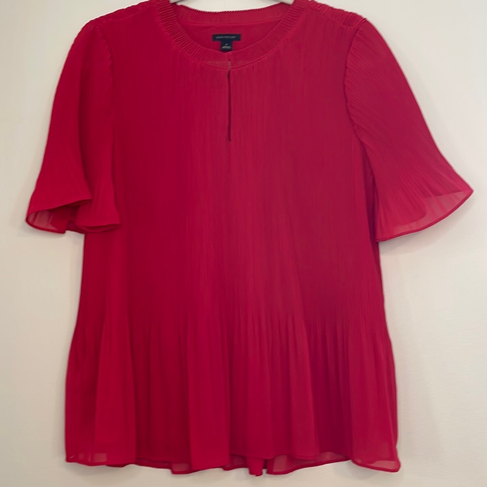 ANN TAYLOR pleated flutter short sleeves blouse